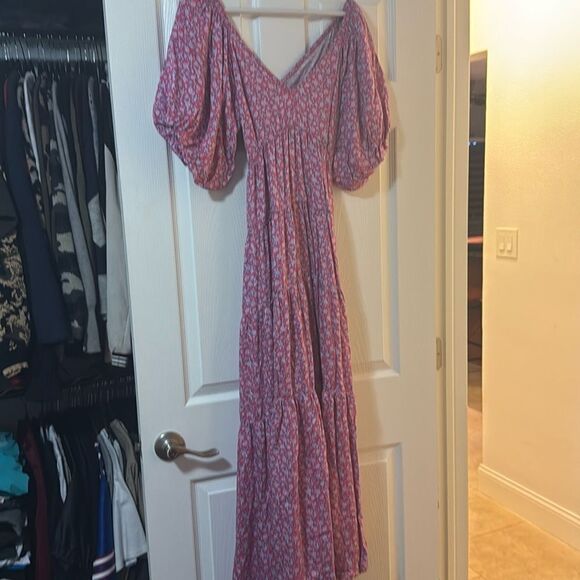 OMIKA Dress.- Pink and Purple Floral Maxi - Size Small - Like New - Tie - Picture 1 of 5